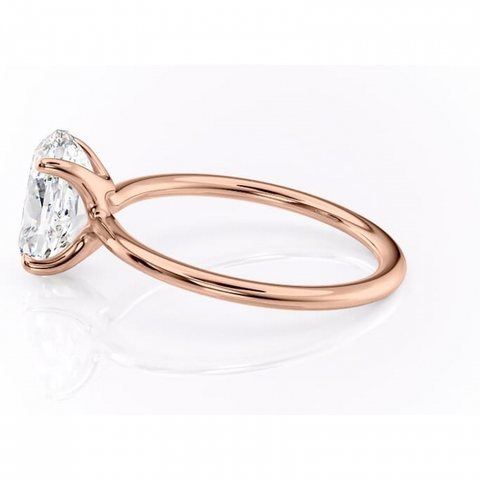 Inel de logodnă Helena din aur Rose 18kt cu moissanite tăietură ovală – Solitar rafinată pentru profil jos | Personalizează și configurează gratuit online [6]