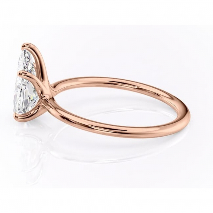 Inel de logodnă Helena din aur Rose 14kt cu moissanite tăietură pară – Solitar rafinată pentru profil jos | Personalizează și configurează gratuit online [6]