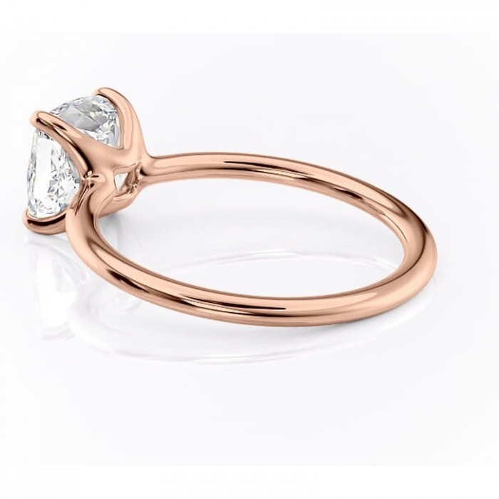 Inel de logodnă Helena din aur Rose 14kt cu moissanite tăietură pernă – Solitar rafinată pentru profil jos | Personalizează și configurează gratuit online [5]