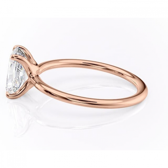 Inel de logodnă Helena din aur Rose 14kt cu moissanite tăietură radiantă – Solitar rafinată pentru profil jos | Personalizează și configurează gratuit online [6]