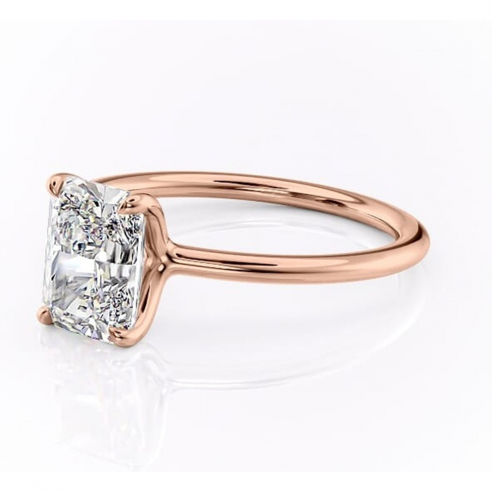 Inel de logodnă Helena din aur Rose 14kt cu moissanite tăietură radiantă – Solitar rafinată pentru profil jos | Personalizează și configurează gratuit online [7]