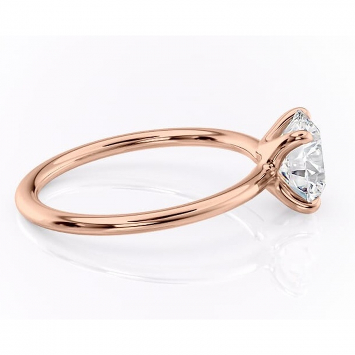 Inel de logodnă Helena din aur Rose 14kt cu moissanite tăietură rotundă – Solitar rafinată pentru profil jos | Personalizează și configurează gratuit online [2]
