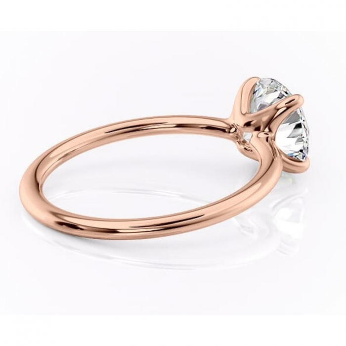 Inel de logodnă Helena din aur Rose 14kt cu moissanite tăietură rotundă – Solitar rafinată pentru profil jos | Personalizează și configurează gratuit online [3]