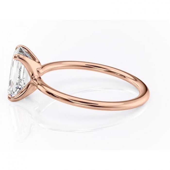 Inel de logodnă Helena din aur Rose 14kt cu moissanite tăietură smarald – Solitar rafinată pentru profil jos | Personalizează și configurează gratuit online [6]