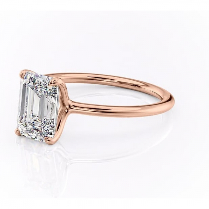Inel de logodnă Helena din aur Rose 14kt cu moissanite tăietură smarald – Solitar rafinată pentru profil jos | Personalizează și configurează gratuit online [7]