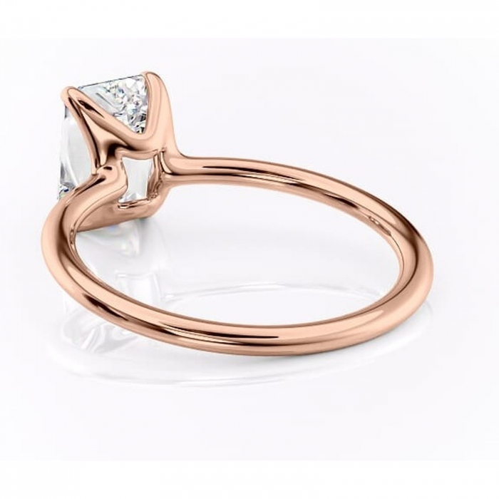 Inel de logodnă Helena din aur Rose 14kt cu moissanite tăietură smarald – Solitar rafinată pentru profil jos | Personalizează și configurează gratuit online [4]