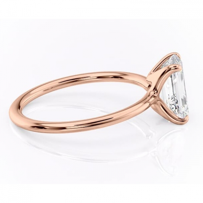 Inel de logodnă Helena din aur Rose 14kt cu moissanite tăietură smarald – Solitar rafinată pentru profil jos | Personalizează și configurează gratuit online [2]