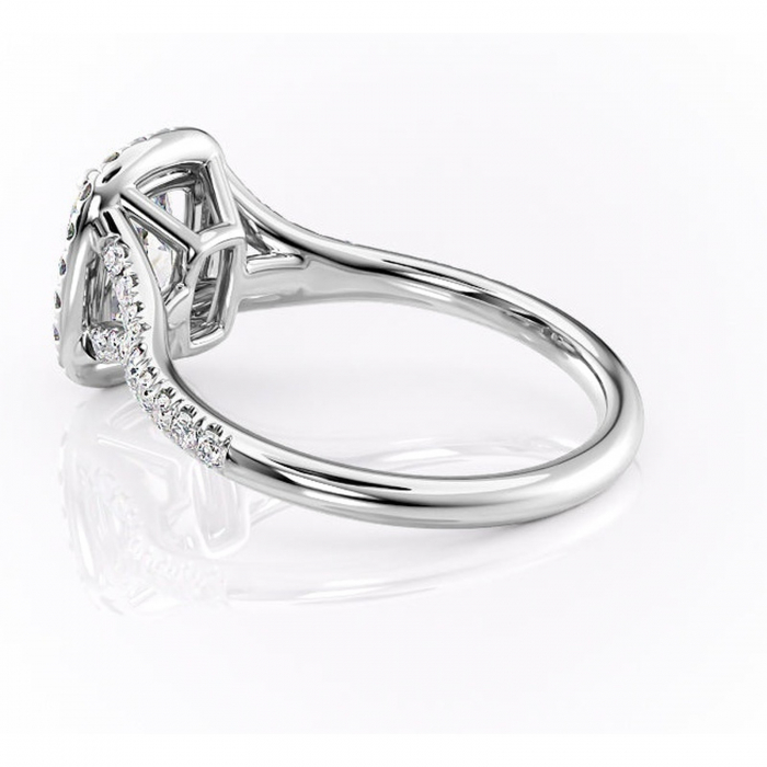 Inel de logodnă Henrietta din aur Alb 14kt cu moissanite tăietură asscher – Halo rafinată pentru profil mediu | Personalizează și configurează gratuit online [5]