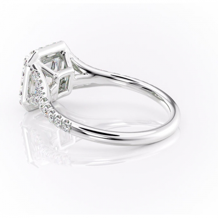 Inel de logodnă Henrietta din aur Alb 14kt cu moissanite tăietură asscher – Halo rafinată pentru profil mediu | Personalizează și configurează gratuit online [5]