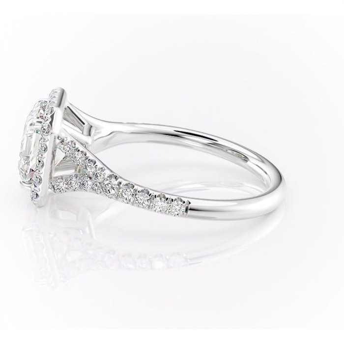 Inel de logodnă Henrietta din aur Alb 14kt cu moissanite tăietură asscher – Halo rafinată pentru profil mediu | Personalizează și configurează gratuit online [6]