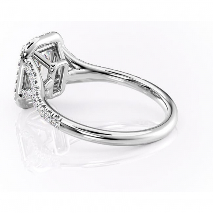Inel de logodnă Henrietta din aur Alb 14kt cu moissanite tăietură radiantă – Halo rafinată pentru profil mediu | Personalizează și configurează gratuit online [5]
