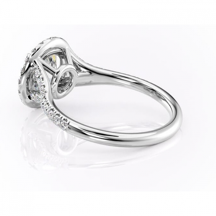 Inel de logodnă Henrietta din aur Alb 14kt cu moissanite tăietură rotundă – Halo rafinată pentru profil mediu | Personalizează și configurează gratuit online [5]