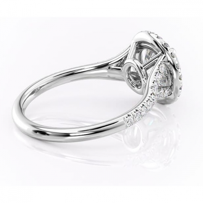 Inel de logodnă Henrietta din aur Alb 14kt cu moissanite tăietură rotundă – Halo rafinată pentru profil mediu | Personalizează și configurează gratuit online [3]