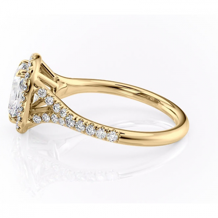 Inel de logodnă Henrietta din aur Galben 14kt cu moissanite tăietură asscher – Halo rafinată pentru profil mediu | Personalizează și configurează gratuit online [6]