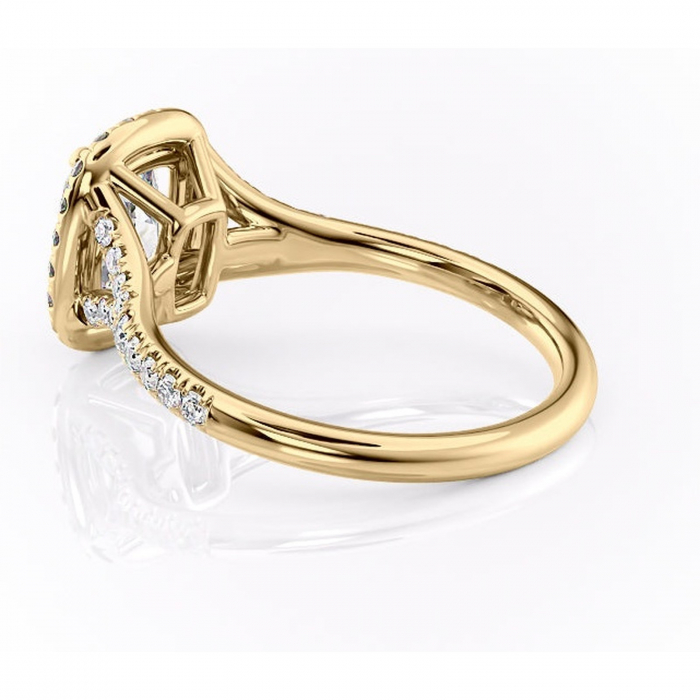 Inel de logodnă Henrietta din aur Galben 14kt cu moissanite tăietură asscher – Halo rafinată pentru profil mediu | Personalizează și configurează gratuit online [5]