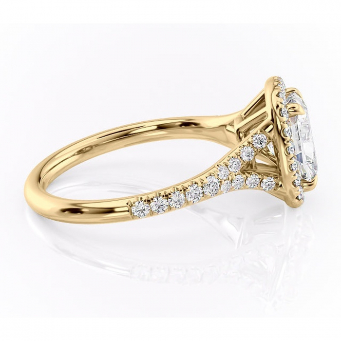 Inel de logodnă Henrietta din aur Galben 14kt cu moissanite tăietură asscher – Halo rafinată pentru profil mediu | Personalizează și configurează gratuit online [2]