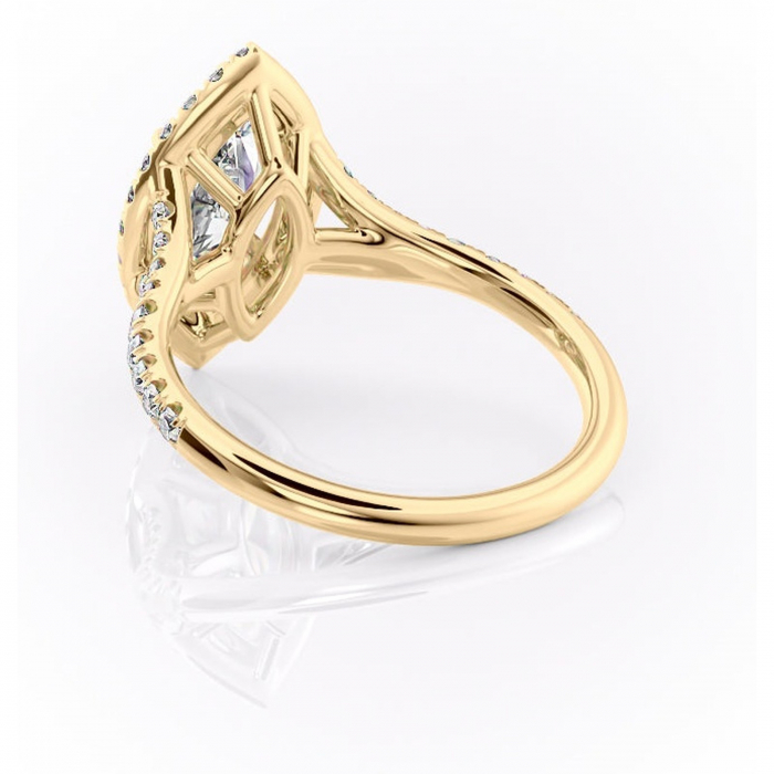 Inel de logodnă Henrietta din aur Galben 14kt cu moissanite tăietură marquise – Halo rafinată pentru profil mediu | Personalizează și configurează gratuit online [4]