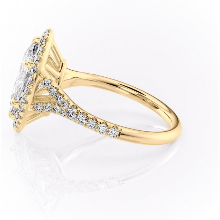 Inel de logodnă Henrietta din aur Galben 14kt cu moissanite tăietură marquise – Halo rafinată pentru profil mediu | Personalizează și configurează gratuit online [6]