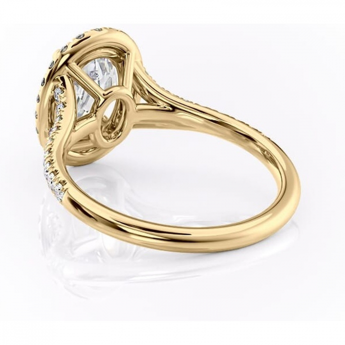 Inel de logodnă Henrietta din aur Galben 14kt cu moissanite tăietură ovală – Halo rafinată pentru profil mediu | Personalizează și configurează gratuit online [4]