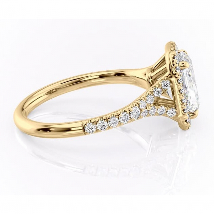 Inel de logodnă Henrietta din aur Galben 18kt cu moissanite tăietură radiantă – Halo rafinată pentru profil mediu | Personalizează și configurează gratuit online [2]