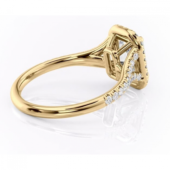 Inel de logodnă Henrietta din aur Galben 18kt cu moissanite tăietură radiantă – Halo rafinată pentru profil mediu | Personalizează și configurează gratuit online [3]