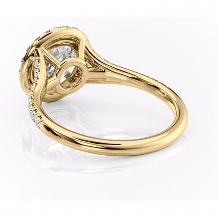 Inel de logodnă Henrietta din aur Galben 14kt cu moissanite tăietură rotundă – Halo rafinată pentru profil mediu | Personalizează și configurează gratuit online [4]