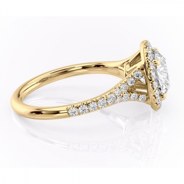 Inel de logodnă Henrietta din aur Galben 14kt cu moissanite tăietură rotundă – Halo rafinată pentru profil mediu | Personalizează și configurează gratuit online [2]