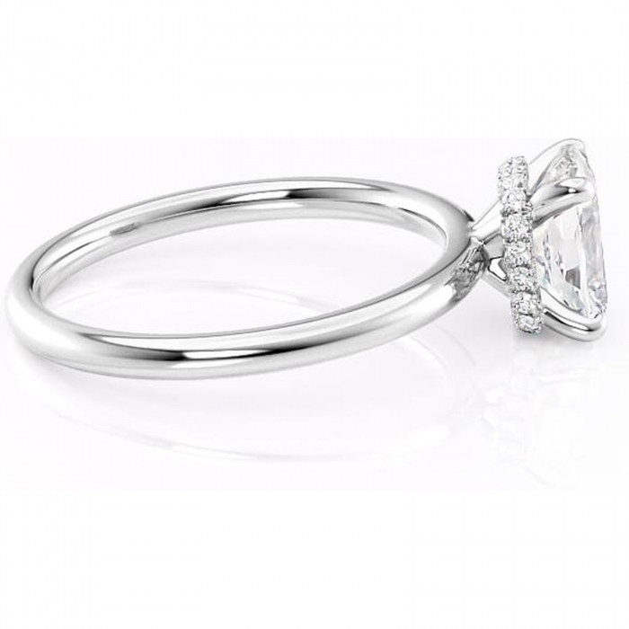 Inel de logodnă Indie din aur Alb 14kt cu moissanite tăietură pernă – Solitar rafinată pentru profil înalt | Personalizează și configurează gratuit online [2]