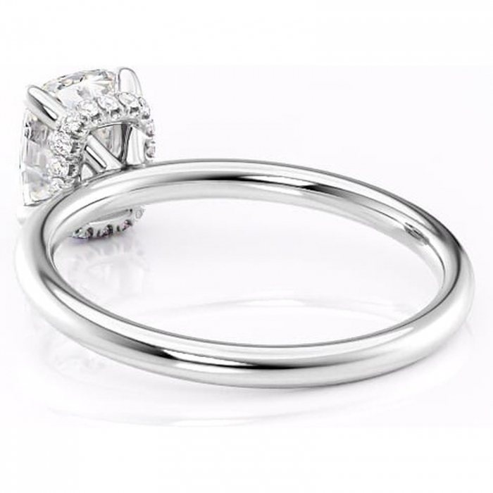 Inel de logodnă Indie din aur Alb 14kt cu moissanite tăietură pernă – Solitar rafinată pentru profil înalt | Personalizează și configurează gratuit online [4]