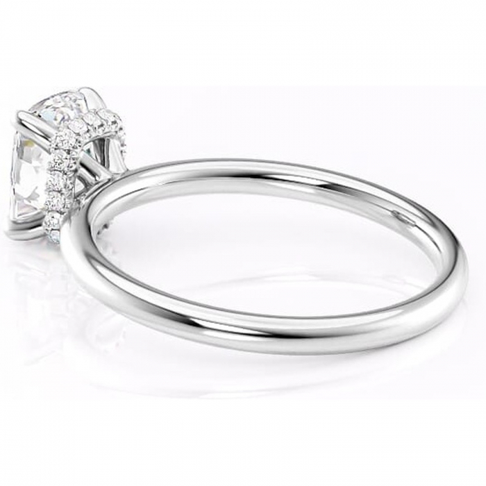 Inel de logodnă Indie din aur Alb 14kt cu moissanite tăietură pernă – Solitar rafinată pentru profil înalt | Personalizează și configurează gratuit online [5]