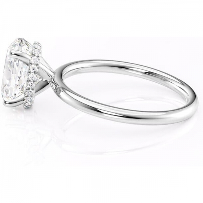 Inel de logodnă Indie din aur Alb 14kt cu moissanite tăietură ovală – Solitar rafinată pentru profil înalt | Personalizează și configurează gratuit online [6]