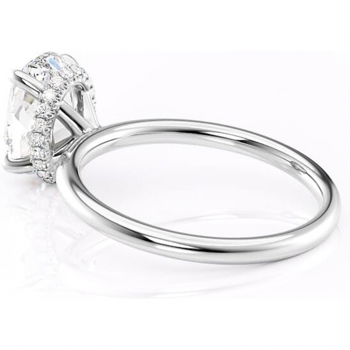 Inel de logodnă Indie din aur Alb 14kt cu moissanite tăietură ovală – Solitar rafinată pentru profil înalt | Personalizează și configurează gratuit online [5]