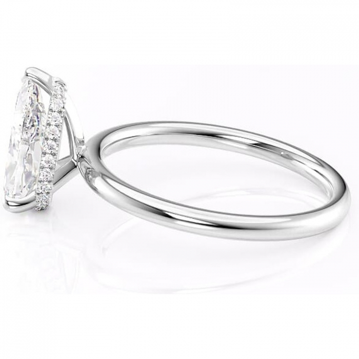 Inel de logodnă Indie din aur Alb 18kt cu moissanite tăietură pară – Solitar rafinată pentru profil înalt | Personalizează și configurează gratuit online [6]