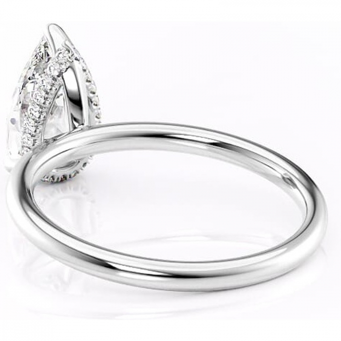 Inel de logodnă Indie din aur Alb 18kt cu moissanite tăietură pară – Solitar rafinată pentru profil înalt | Personalizează și configurează gratuit online [4]