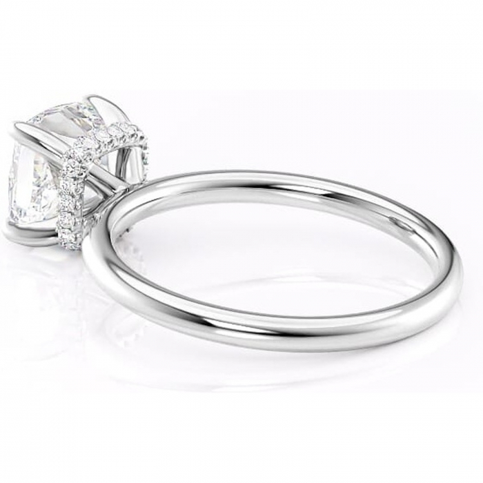 Inel de logodnă Indie din aur Alb 18kt cu moissanite tăietură pernă – Solitar rafinată pentru profil înalt | Personalizează și configurează gratuit online [5]