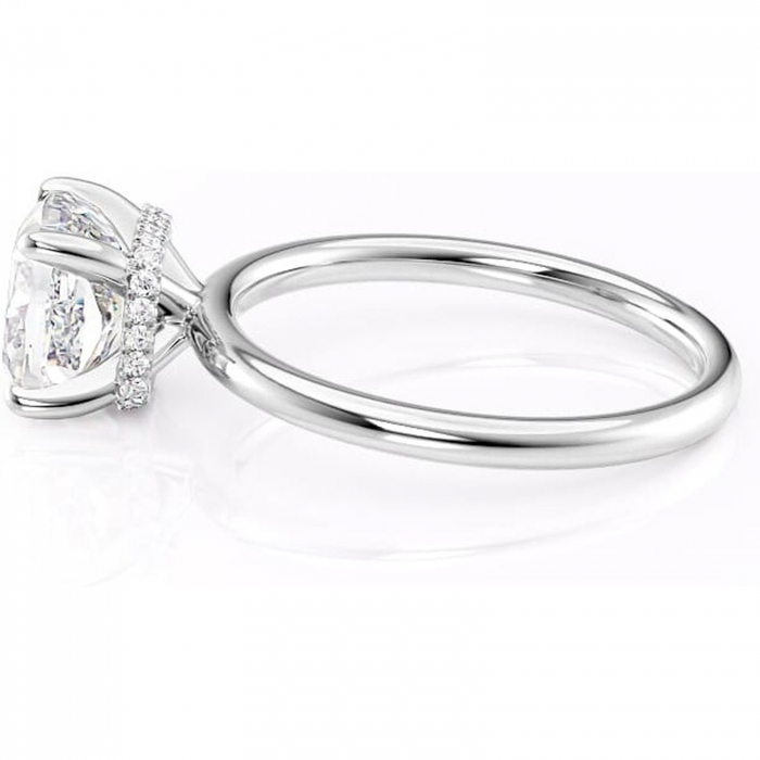 Inel de logodnă Indie din aur Alb 18kt cu moissanite tăietură pernă – Solitar rafinată pentru profil înalt | Personalizează și configurează gratuit online [6]