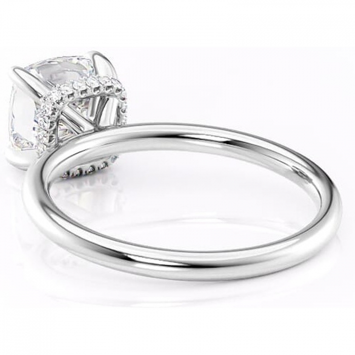 Inel de logodnă Indie din aur Alb 18kt cu moissanite tăietură pernă – Solitar rafinată pentru profil înalt | Personalizează și configurează gratuit online [4]