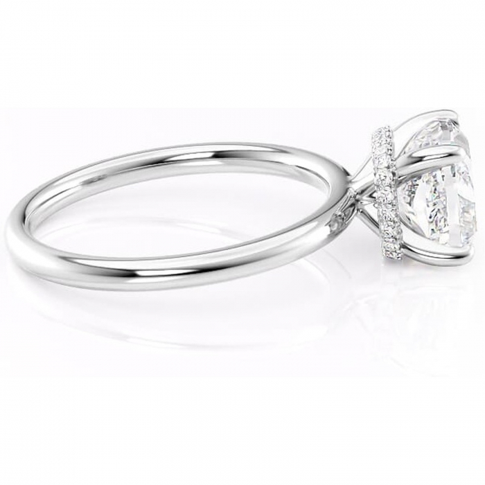 Inel de logodnă Indie din aur Alb 18kt cu moissanite tăietură pernă – Solitar rafinată pentru profil înalt | Personalizează și configurează gratuit online [2]