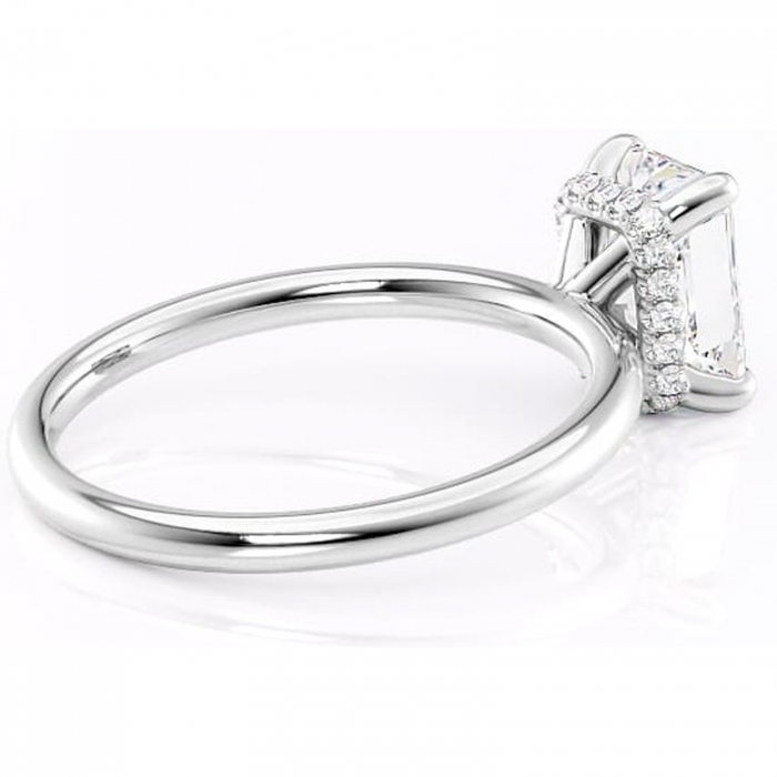 Inel de logodnă Indie din aur Alb 14kt cu moissanite tăietură radiantă – Solitar rafinată pentru profil înalt | Personalizează și configurează gratuit online [3]