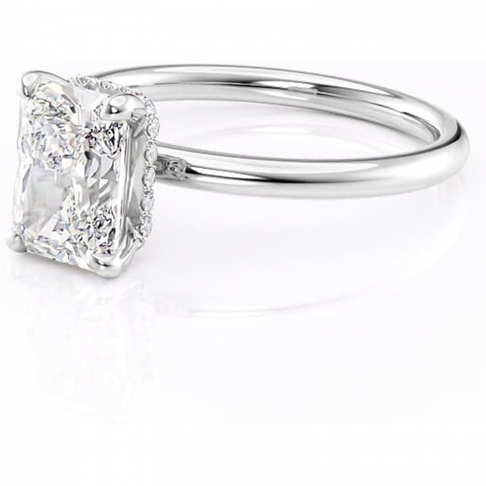 Inel de logodnă Indie din aur Alb 14kt cu moissanite tăietură radiantă – Solitar rafinată pentru profil înalt | Personalizează și configurează gratuit online [7]