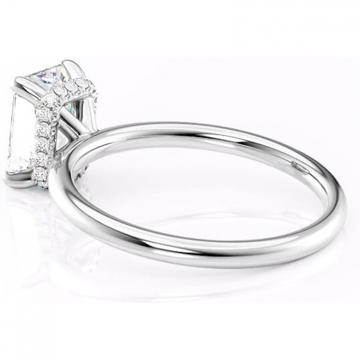 Inel de logodnă Indie din aur Alb 14kt cu moissanite tăietură radiantă – Solitar rafinată pentru profil înalt | Personalizează și configurează gratuit online [5]