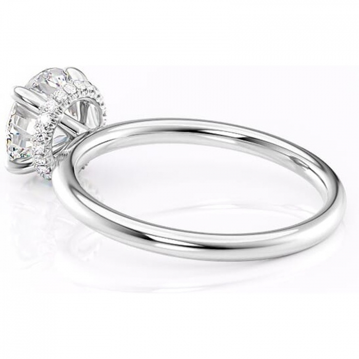 Inel de logodnă Indie din aur Alb 14kt cu moissanite tăietură rotundă – Solitar rafinată pentru profil înalt | Personalizează și configurează gratuit online [5]