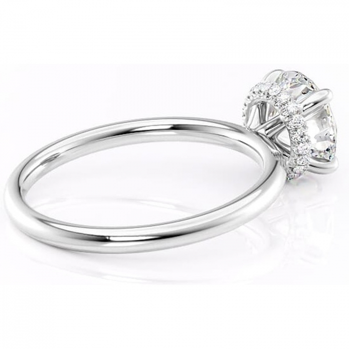 Inel de logodnă Indie din aur Alb 14kt cu moissanite tăietură rotundă – Solitar rafinată pentru profil înalt | Personalizează și configurează gratuit online [3]