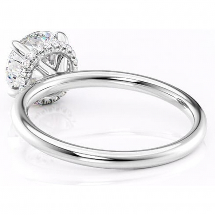 Inel de logodnă Indie din aur Alb 14kt cu moissanite tăietură rotundă – Solitar rafinată pentru profil înalt | Personalizează și configurează gratuit online [4]