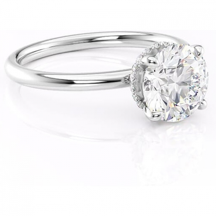 Inel de logodnă Indie din aur Alb 14kt cu moissanite tăietură rotundă – Solitar rafinată pentru profil înalt | Personalizează și configurează gratuit online [1]