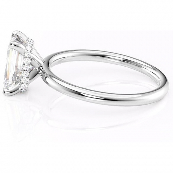 Inel de logodnă Indie din aur Alb 14kt cu moissanite tăietură smarald – Solitar rafinată pentru profil înalt | Personalizează și configurează gratuit online [6]