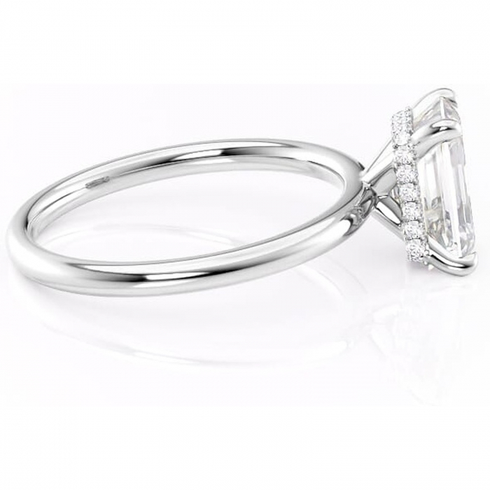 Inel de logodnă Indie din aur Alb 14kt cu moissanite tăietură smarald – Solitar rafinată pentru profil înalt | Personalizează și configurează gratuit online [2]