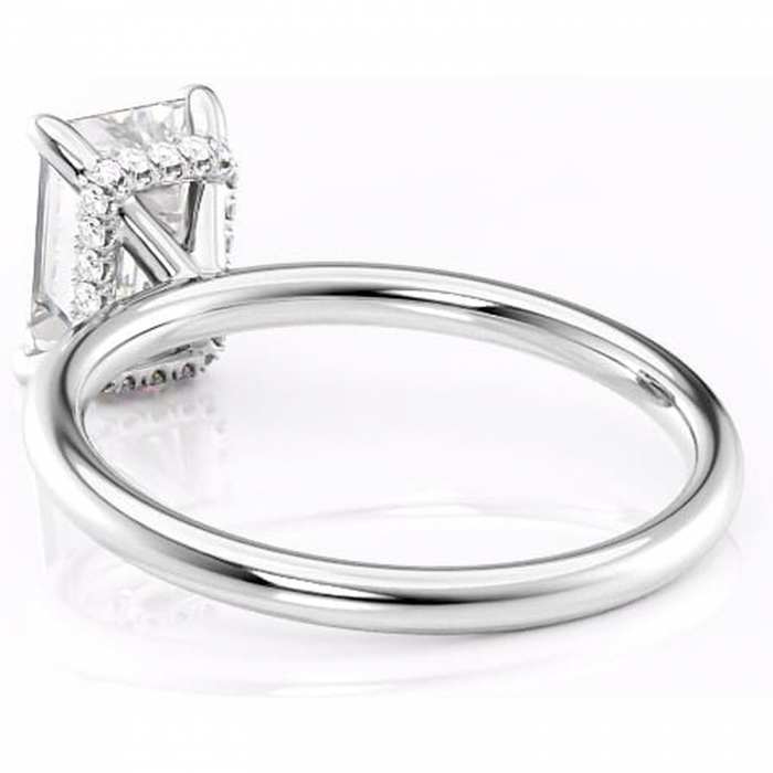 Inel de logodnă Indie din aur Alb 14kt cu moissanite tăietură smarald – Solitar rafinată pentru profil înalt | Personalizează și configurează gratuit online [4]