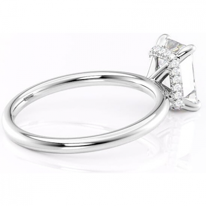 Inel de logodnă Indie din aur Alb 14kt cu moissanite tăietură smarald – Solitar rafinată pentru profil înalt | Personalizează și configurează gratuit online [3]