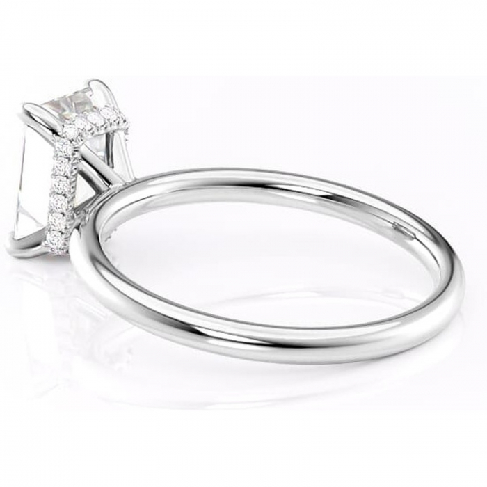 Inel de logodnă Indie din aur Alb 14kt cu moissanite tăietură smarald – Solitar rafinată pentru profil înalt | Personalizează și configurează gratuit online [5]